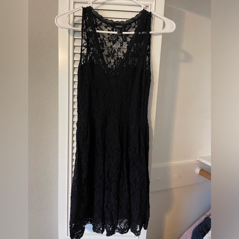 Black lace detail dress